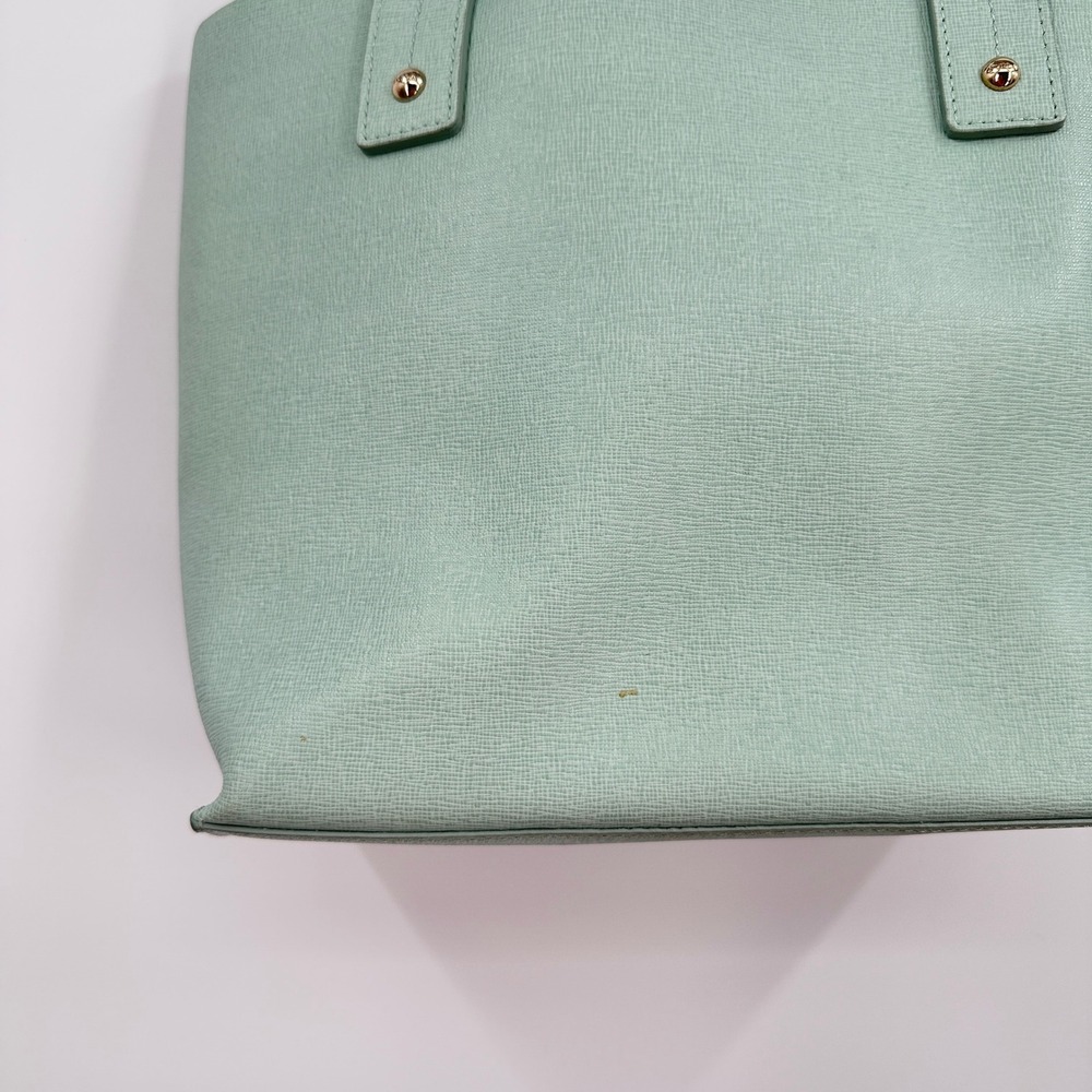 Furla Mint Green Divide It Leather Tote Bag Medium Handbag Gold Hardware Italian - Picture 10 of 13